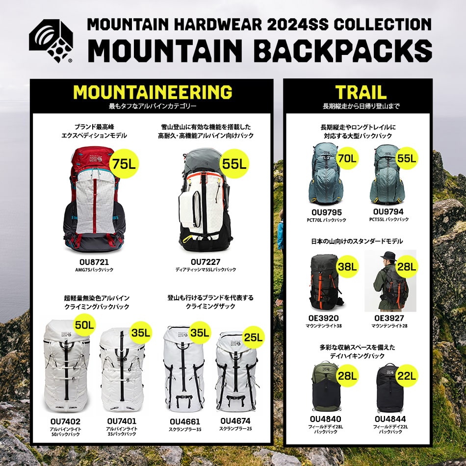 マウンテンハードウェア2024春夏バックパックコレクション: │マウンテンハードウェア(Mountain Hardwear)公式サイト